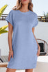 Effortless Textured Crinkle Short Sleeve Casual T Shirt Mini Dress